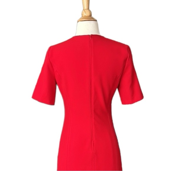 ZARA Red MIDI Dress Column Front Slit Pencil Career Holidays, Size XS - Picture 10 of 16